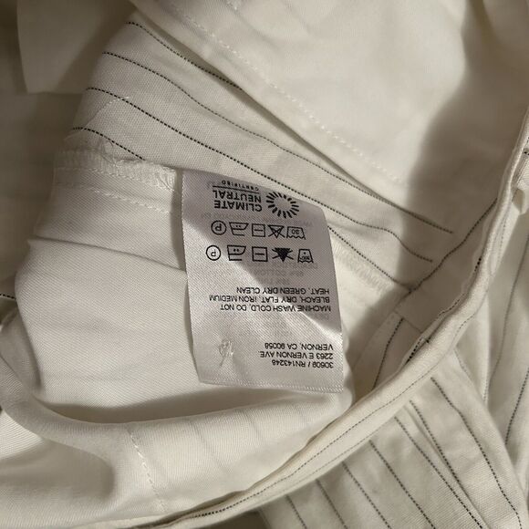 Reformation Oren Pants White Pin Stripe Wide Leg Work Linen Blend Womens 6 - Picture 14 of 14